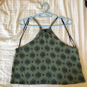NWOT Forever 21 Olive Green Printed Crop Top